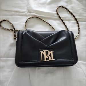 Badgley mischka vegan fold up zipper bag  with Gold logo